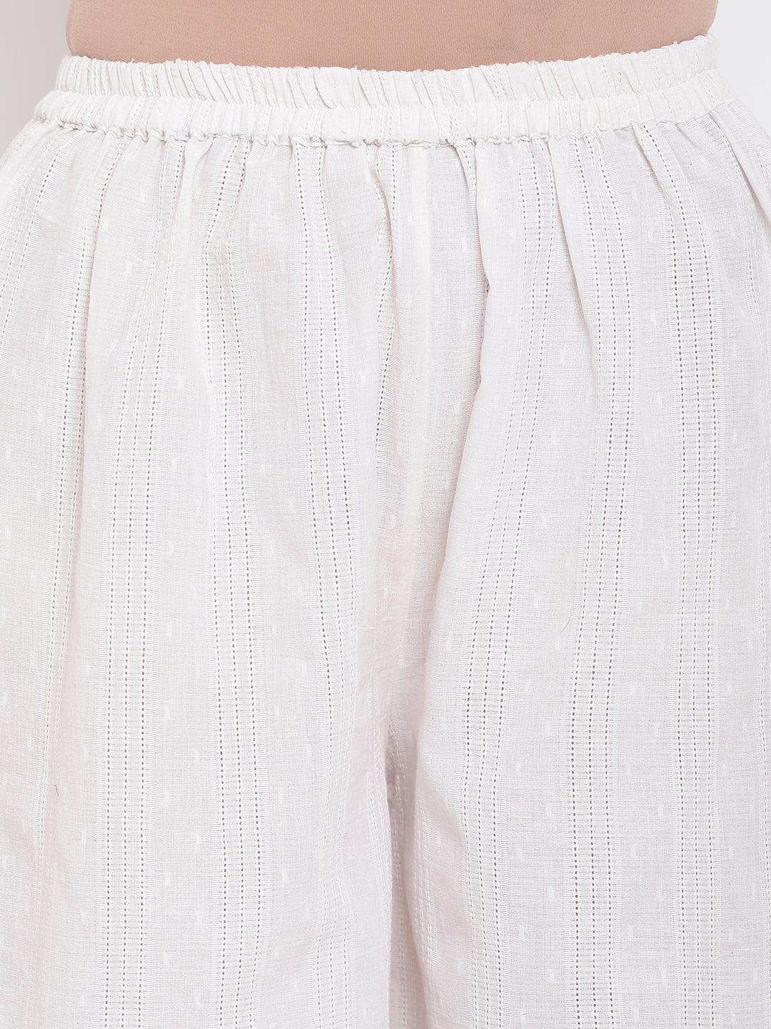 trueBrowns White Cotton Pant | Swadesiicart