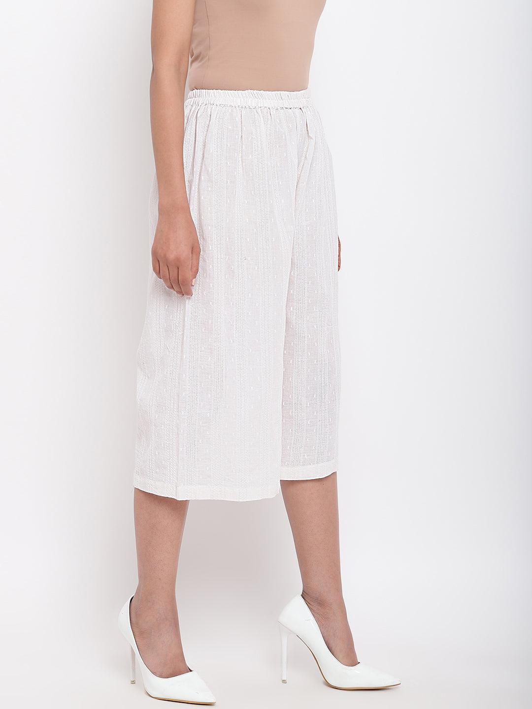 trueBrowns White Cotton Pant | Swadesiicart
