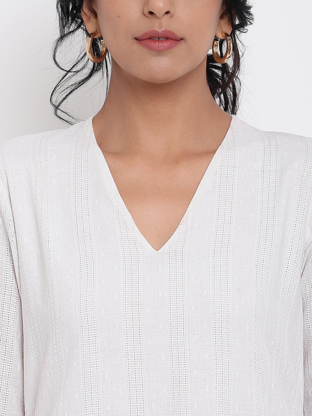 trueBrowns White Dobby Kurta Set | Swadesiicart