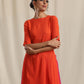 trueBrowns Orange Crinkle Slit Kurta Pant Set Relove | Swadesiicart