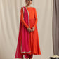 trueBrowns Orange Crinkle Anarkali Kurta Pant Dupatta Set | Swadesiicart