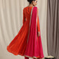 trueBrowns Orange Crinkle Anarkali Kurta Pant Dupatta Set | Swadesiicart