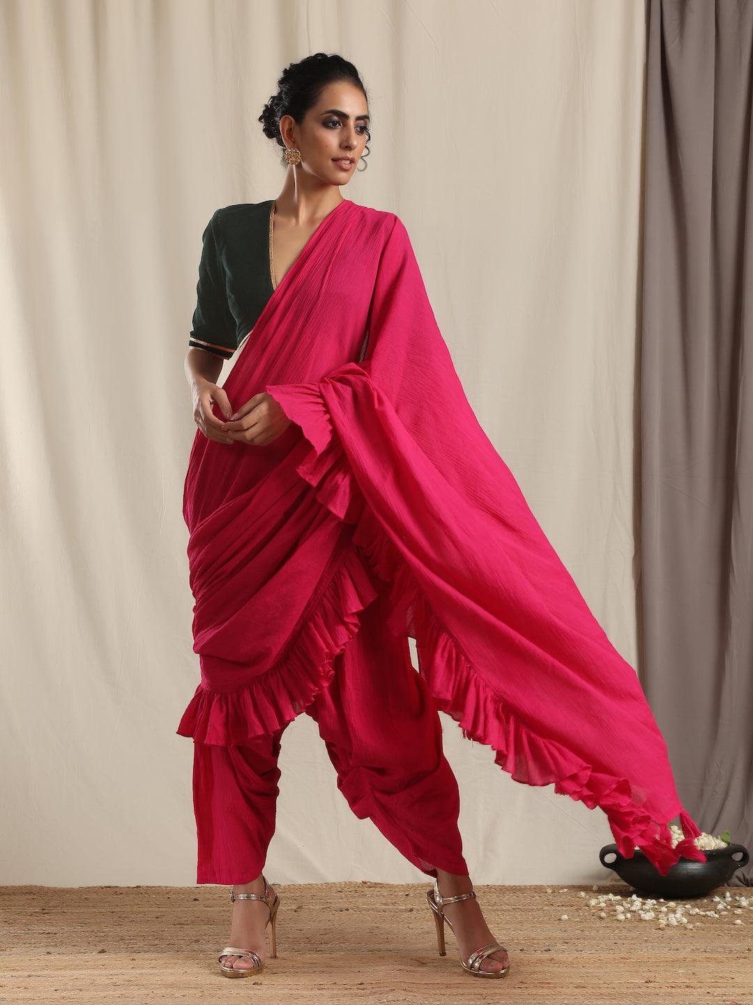 trueBrowns Green Velvet Gota Blouse | Swadesiicart