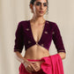 trueBrowns Wine Velvet Embroidered Blouse | Swadesiicart