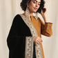 trueBrowns Black Velvet Embroidered Lace Shawl | Swadesiicart