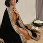 trueBrowns Black Velvet Embroidered Lace Shawl | Relove | Swadesiicart