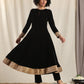 trueBrowns Black Velvet Flared Embroidered Kurta | Swadesiicart