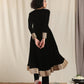 trueBrowns Black Velvet Flared Embroidered Kurta | Swadesiicart