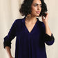 trueBrowns Blue Velvet Slit Kurta | Swadesiicart