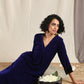 trueBrowns Blue Velvet Slit Kurta | Swadesiicart