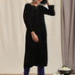 trueBrowns Black Velvet slit Kurta | Swadesiicart