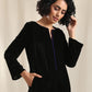 trueBrowns Black Velvet slit Kurta | Swadesiicart