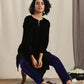 trueBrowns Black Velvet slit Kurta | Swadesiicart