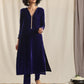 trueBrowns Blue Velvet Gota Kurta | Swadesiicart