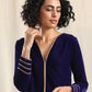 trueBrowns Blue Velvet Gota Kurta | Swadesiicart