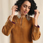 trueBrowns Brown Velvet Slit Kurta | Swadesiicart
