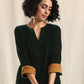 trueBrowns Green Velvet Slit Kurta | Swadesiicart