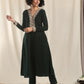 trueBrowns Green Velvet Flared Gota Kurta | Swadesiicart