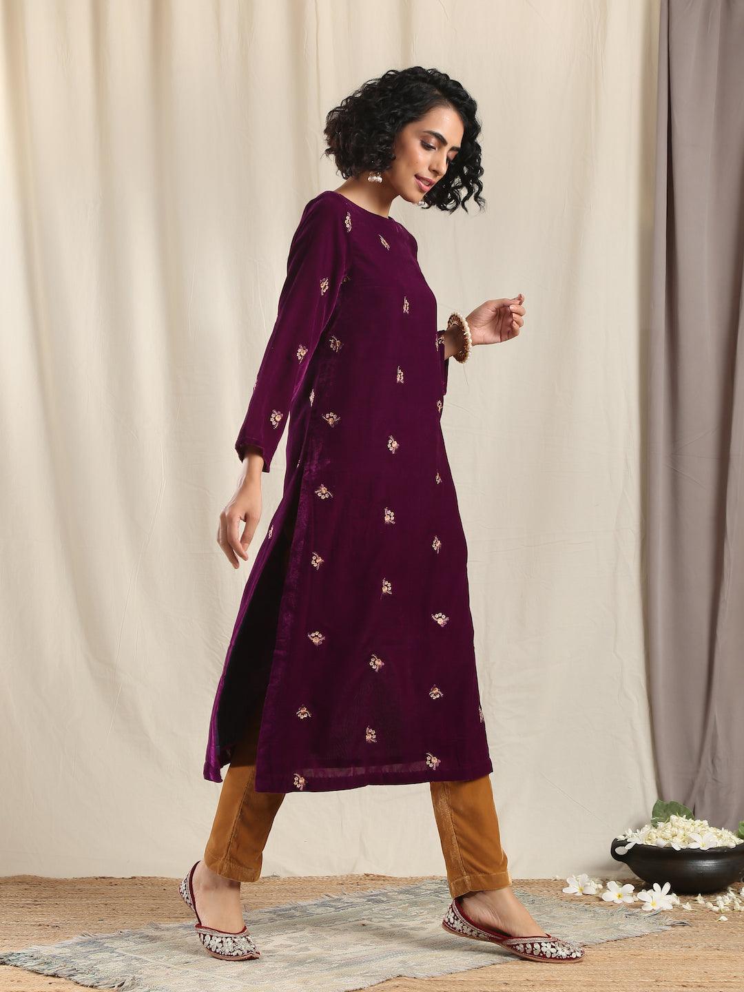 trueBrowns Brown Velvet Pant | Swadesiicart