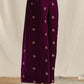 trueBrowns Wine Velvet Embroidered Palazzo | Swadesiicart