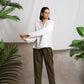 trueBrowns Cotton Linen Dark Green Pant | Swadesiicart