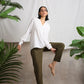 trueBrowns Cotton Linen Dark Green Pant | Swadesiicart