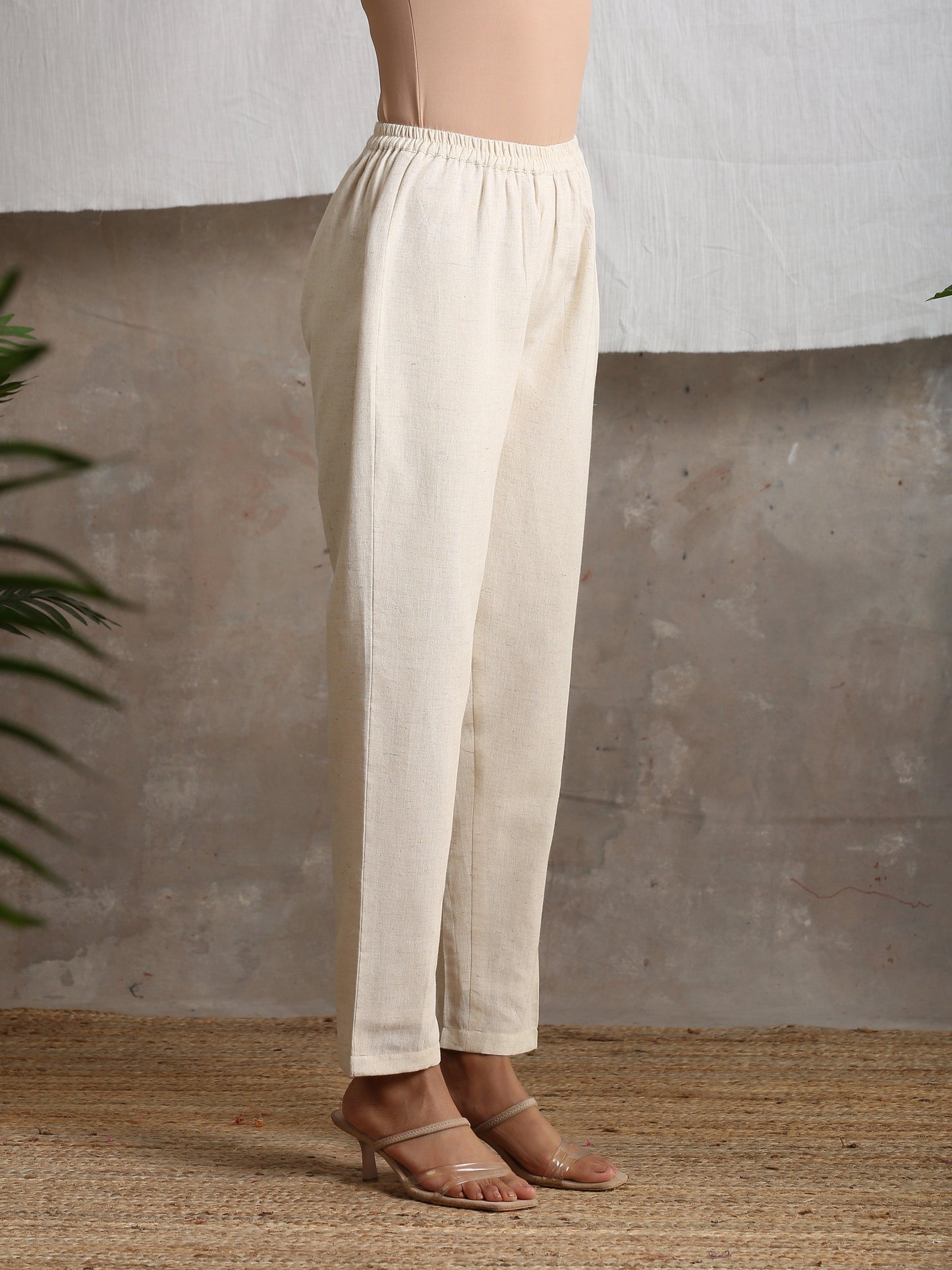trueBrowns Beige Pure Cotton Pant | Swadesiicart