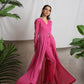 trueBrowns Magenta Pink Crinkled Pant | Swadesiicart