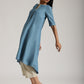 trueBrowns Cotton Linen Steel Blue Kurta Pant Set | Swadesiicart