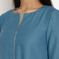 trueBrowns Cotton Linen Steel Blue Kurta Pant Set | Swadesiicart