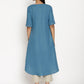 trueBrowns Cotton Linen Steel Blue Kurta Pant Set | Swadesiicart