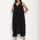 trueBrowns Cotton Linen Black Sleeveless Flared Kurta Pant | Swadesiicart