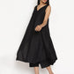 trueBrowns Cotton Linen Black Sleeveless Flared Kurta Pant | Swadesiicart