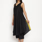 trueBrowns Cotton Linen Black Sleeveless Flared Kurta Pant | Swadesiicart