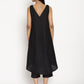 trueBrowns Cotton Linen Black Sleeveless Flared Kurta Pant | Relove - Swadesiicart
