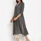 trueBrowns Cotton Linen Dark Grey Kurta Pant Set | Swadesiicart