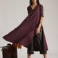 trueBrowns Cotton Linen Purple Kurta Pant Set | Swadesiicart