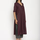 trueBrowns Cotton Linen Purple Kurta Pant Set | Swadesiicart