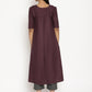 trueBrowns Cotton Linen Purple Kurta Pant Set | Swadesiicart