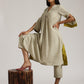 trueBrowns Cotton Linen Light Grey Flared Kurta Pant Set | Swadesiicart