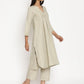 trueBrowns Cotton Linen Light Grey Flared Kurta Pant Set | Swadesiicart