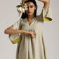 trueBrowns Cotton Linen Light Grey Flared Kurta Pant Set | Swadesiicart