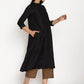 trueBrowns Cotton Linen Black Kurta Pant Set | Swadesiicart