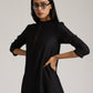 trueBrowns Cotton Linen Black Kurta Pant Set | Swadesiicart