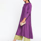trueBrowns Silk Purple Gathered Sleeve Flared Kurta Palazzo Set | Swadesiicart
