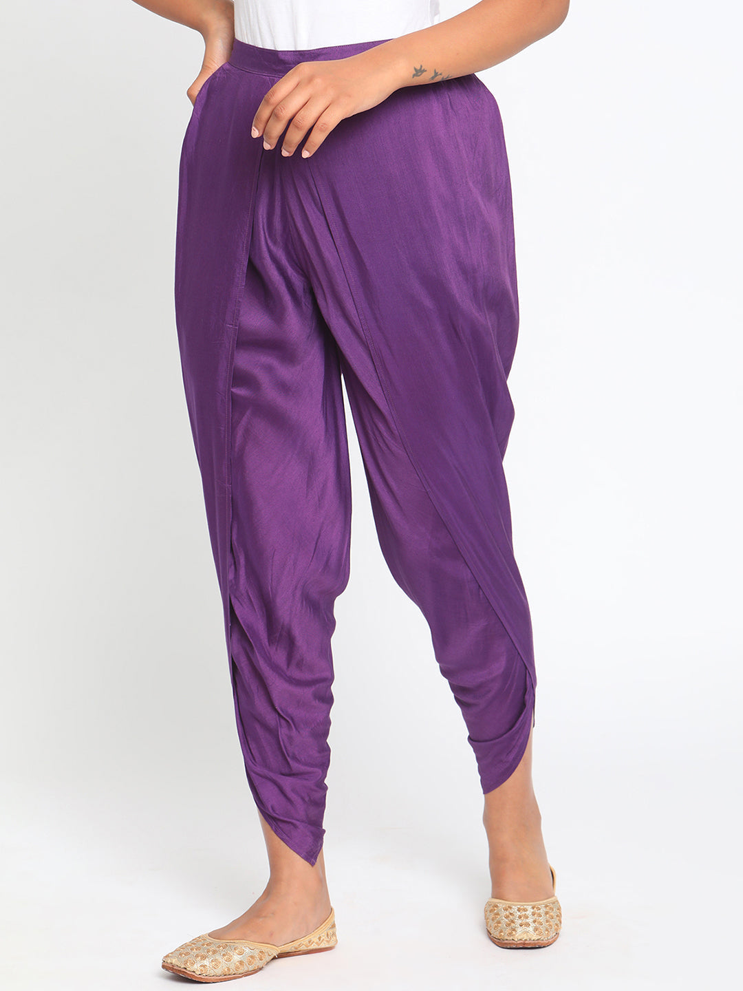 trueBrowns Silk Purple Dhoti Pant | Swadesiicart