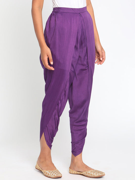 trueBrowns Silk Purple Dhoti Pant | Swadesiicart