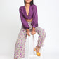 trueBrowns Silk Purple Gathered Sleeve Blouse | Swadesiicart