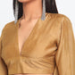 trueBrowns Silk Gold Gathered Sleeve Blouse | Swadesiicart