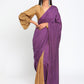 trueBrowns Silk Purple Gathered Sleeve Blouse | Swadesiicart